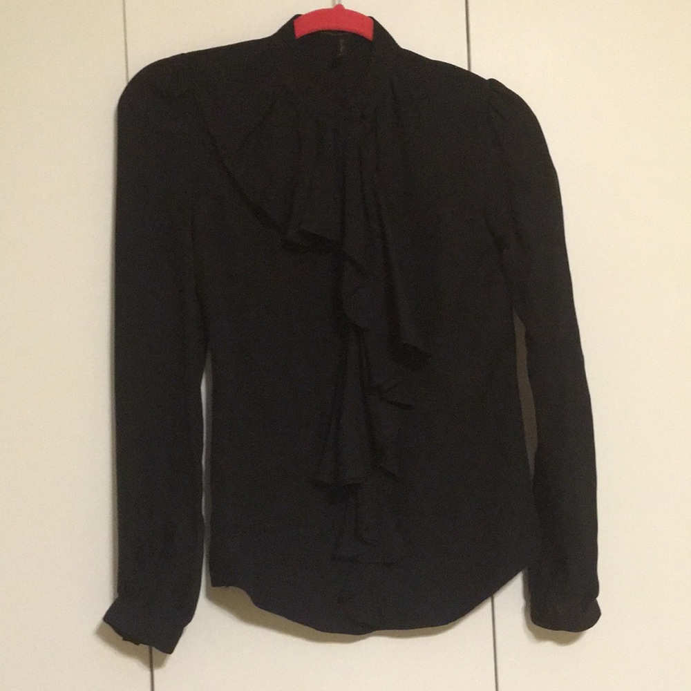 BCBG Mazazria Black ruffled top